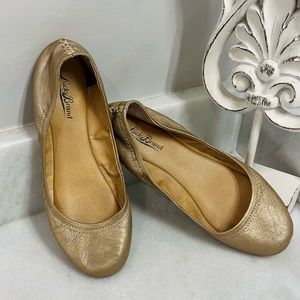 Lucky Brand Gold Leather Emmie Ballet Flats